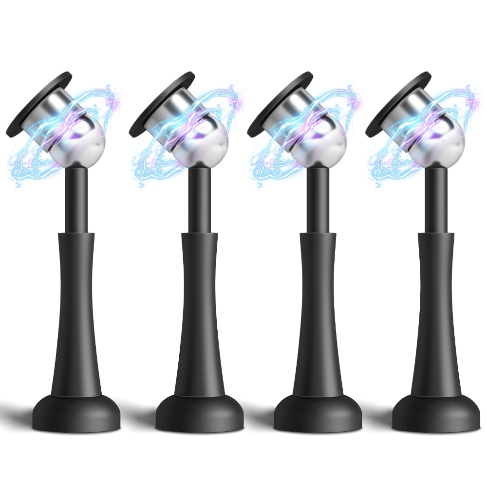 4PCS Magnetic Door Stop 4.33 Inch Aluminum Door Stoppers for Wall, Magnetic Door Catch with Adhesive Stick & Screws, Door Holder to Keep Door Open, Matte Door Stopper, Rust - Proof, No Drilling